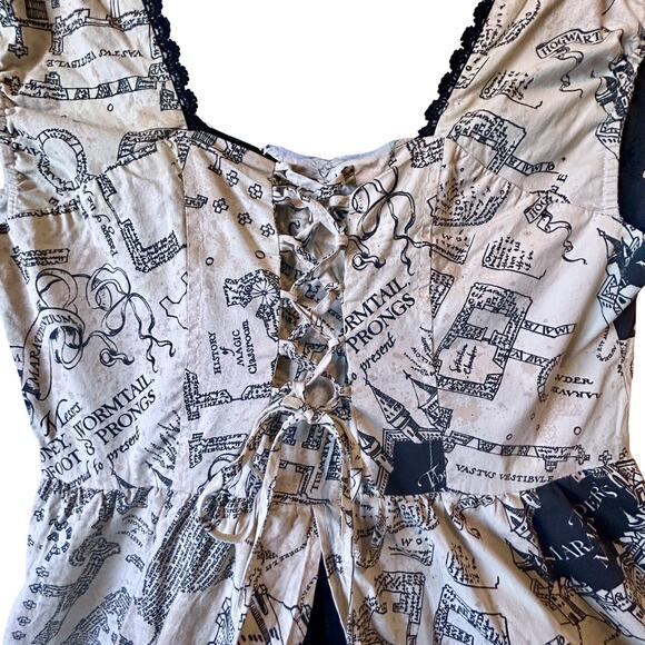 Harry Potter Marauder's Map Gothic Milk Maid Pinup Lolita Corset Tutu Dress XL - Picture 5 of 15
